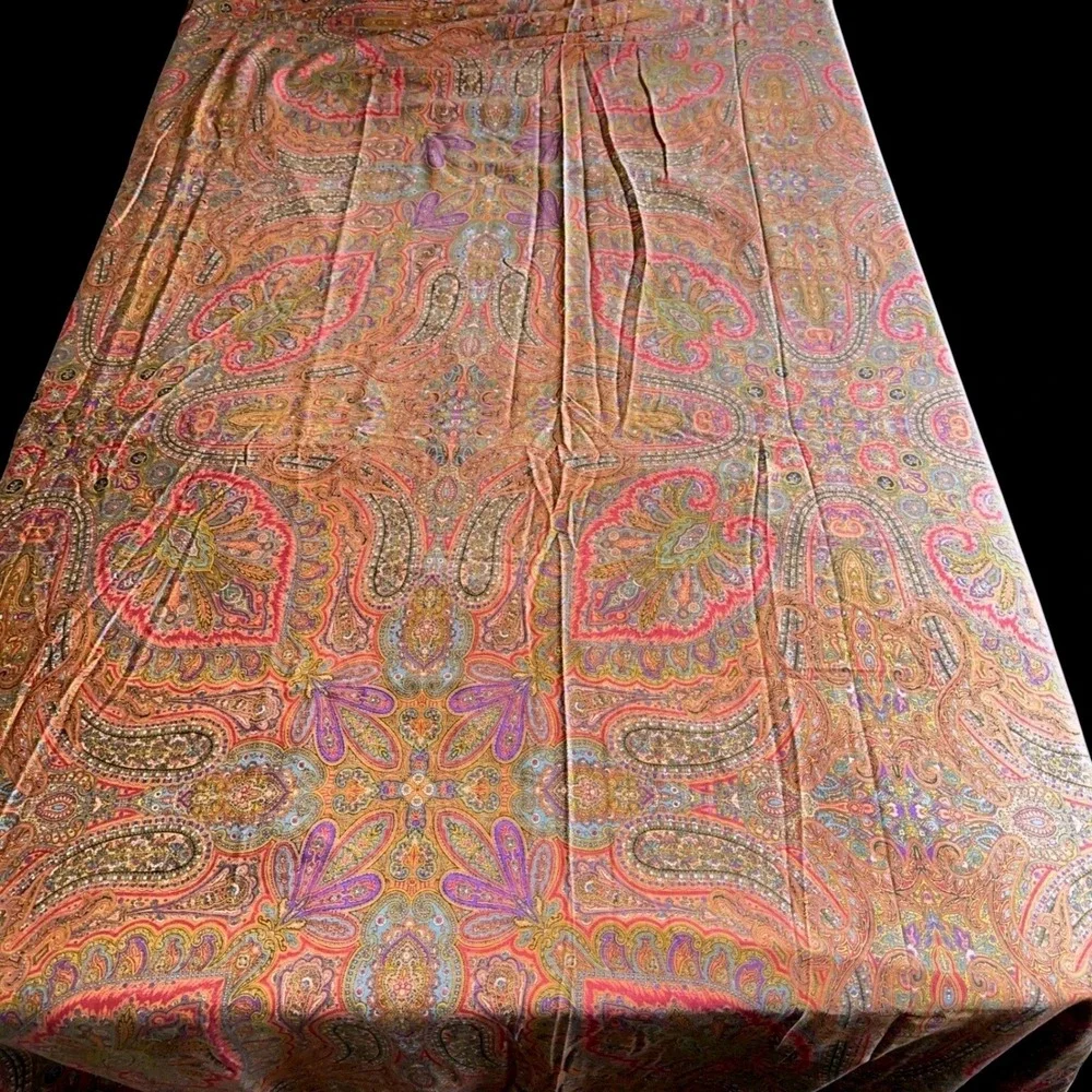 Vintage Ralph Lauren Paisley Duvet Cover Multi Color Boho Rope Trim